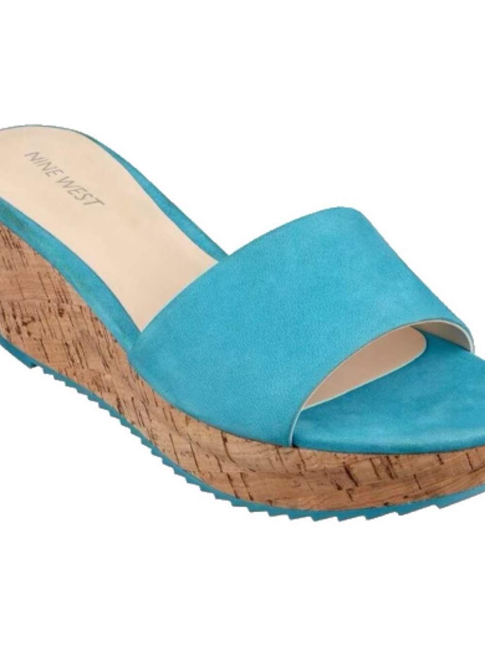 Nine West Turquoise Cork Wedge Slide Sandals